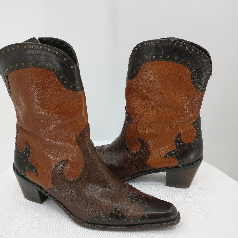 Stuart Weitzman 8.5 Boots Western Cowboy Brown